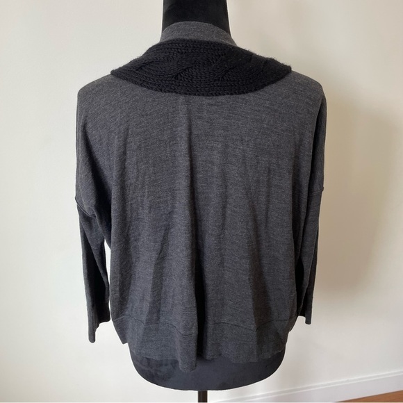 Piazza Sempione Gray Wool Button Front Wool Black Knit Neck Detail Cardigan 42 - Picture 3 of 11